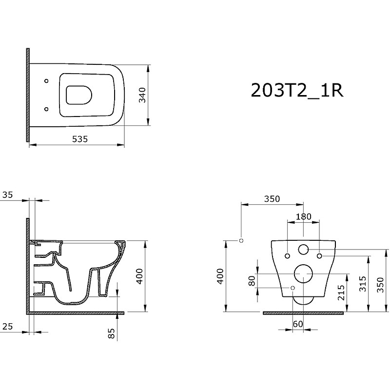 Унитаз Ambassador Benefit 203T20001R-202T20001S подвесной Белый глянцевый с сиденьем Микролифт фарфор подвесной