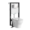 Комплект унитаза с инсталляцией WasserKRAFT Vils 56TLT.010.ME.BN03.H001 цвет Белый с сиденьем Микролифт и клавишей смыва цвет Никель
