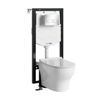 Комплект унитаза с инсталляцией WasserKRAFT Vils 56TLT.010.ME.BN03.H001 цвет Белый с сиденьем Микролифт и клавишей смыва цвет Никель