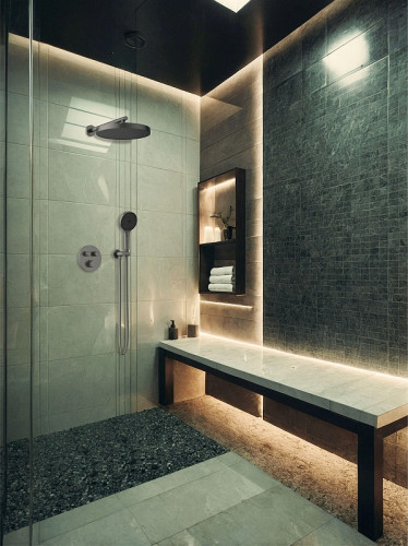 Душевая система AltroBagno Bilancia 040413 GM с термостатом цвет Оружейная сталь