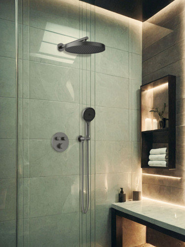 Душевая система AltroBagno Bilancia 040413 GM с термостатом цвет Оружейная сталь