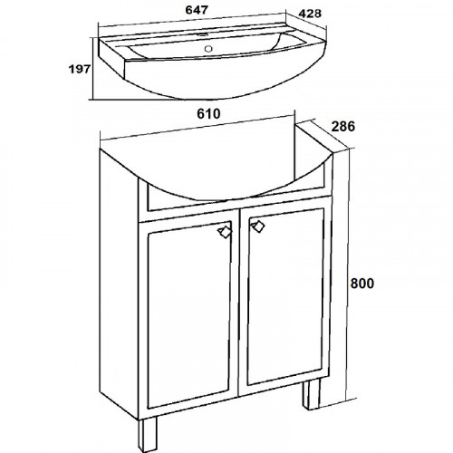 Тумба под раковину Runo Римини 65 00-00001273 Мята МДФ / ЛДСП