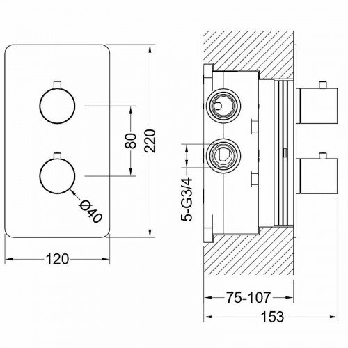 Смеситель для душа Aquatek Европа AQ1393CR с термостатом Хром латунь встраиваемый