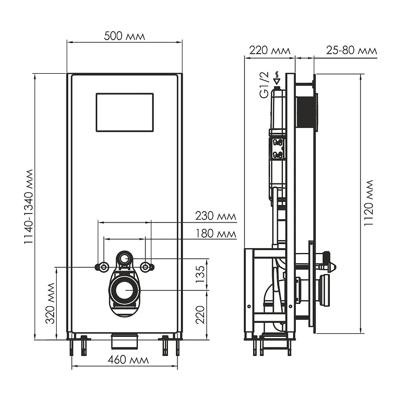 Инсталляция WasserKRAFT Glan 66TLT.010.ME.BL.MG03 для унитаза с клавишей смыва цвет Матовое золото