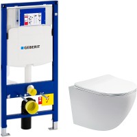 Комплект унитаза Aquatek Европа AQ1900-00 с инсталляцией Geberit Duofix Sigma UP320 111.300.00.5 с сиденьем Микролифт фарфор подвесной