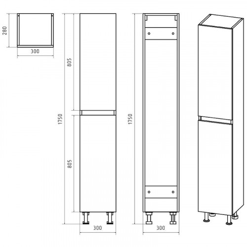 Шкаф пенал Misty Енисей 30 Э-Ени05030-011 Белый