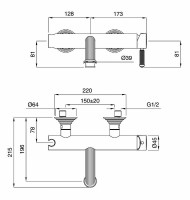 Смеситель для ванны Cezares Olimp VM-L OLIMP-VM-03/24-L Золото 24 карат латунь на стену