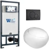Комплект унитаза с инсталляцией WeltWasser MARBERG 507 + JECKENBACH 004 GL-WT + MAR 507 RD MT-BL 10000010725 цвет Белый глянцевый с сиденьем Микролифт и клавишей смыва цвет Черный матовый