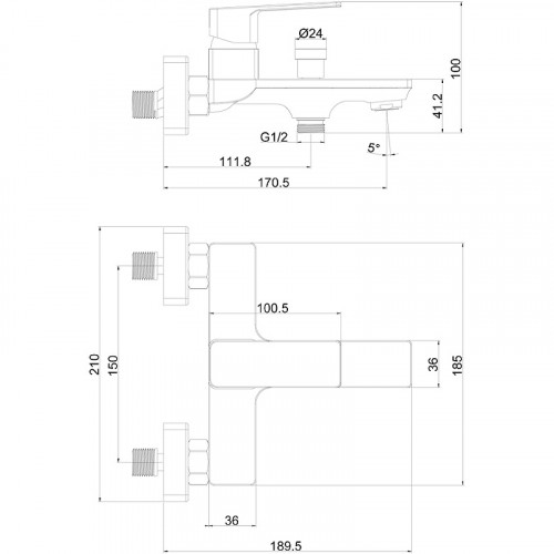 Смеситель для ванны beWash Eterne BVMM0BT447 Хром латунь на стену