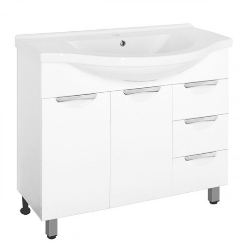 Тумба под раковину Style Line Жасмин 100 Белый глянец МДФ / ЛДСП