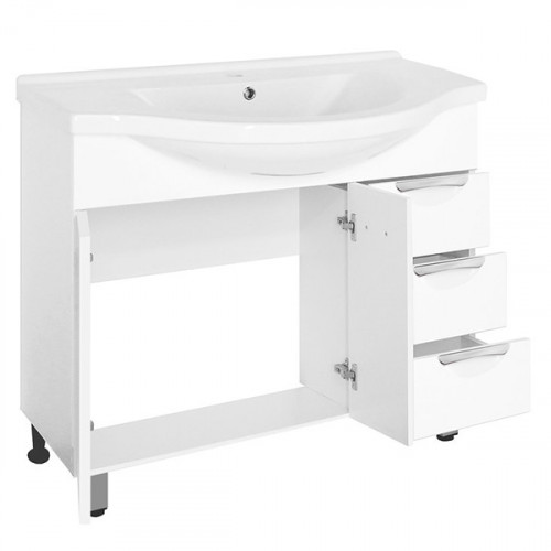 Тумба под раковину Style Line Жасмин 100 Белый глянец МДФ / ЛДСП