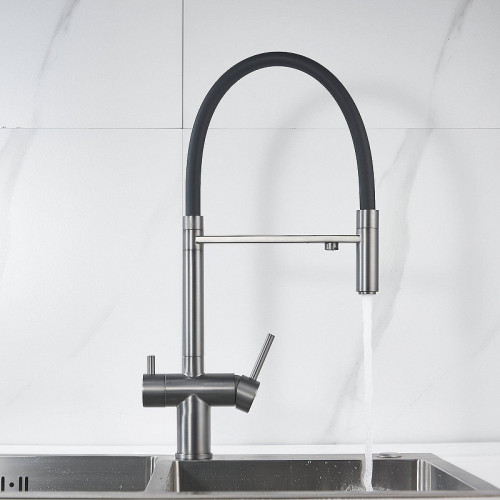 Смеситель для кухни Shevanik S178T цвет Оружейная сталь Черный