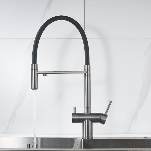 Смеситель для кухни Shevanik S178T цвет Оружейная сталь Черный