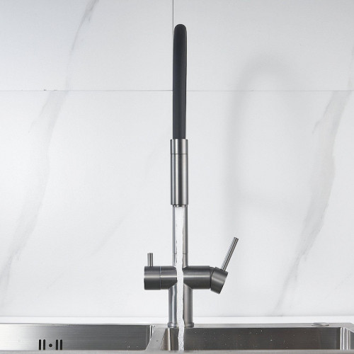 Смеситель для кухни Shevanik S178T цвет Оружейная сталь Черный