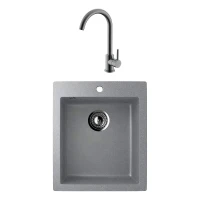 Кухонная мойка Ulgran Classic U-404-342 Графит со смесителем Splenka S201.40.09 Графит матовый