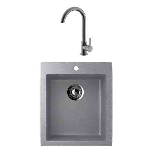 Кухонная мойка Ulgran Classic U-404-342 Графит со смесителем Splenka S201.40.09 Графит матовый