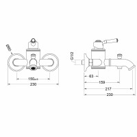 Смеситель для ванны Aquatek Классик AQ1540PG Полированное золото латунь на стену