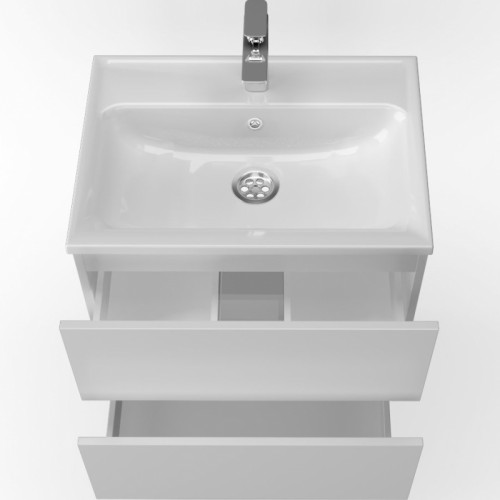 Тумба с раковиной Marka One Elena 60П У96879 подвесная Белый глянец