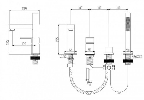 Смеситель на борт ванны Grocenberg GB6008-1BG цвет Графит