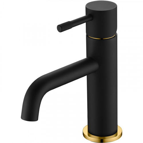 Смеситель для раковины Boheme Uno 461-BG Черный матовый Золото латунь