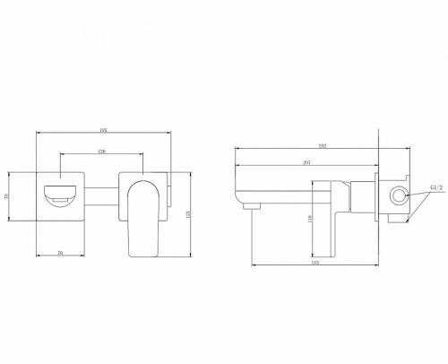 Смеситель для раковины Abber Weiss Insel AF8082B Черный матовый латунь встраиваемый