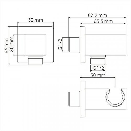 Шланговое подключение WasserKRAFT Wiese A186 Оружейная сталь латунь на стену