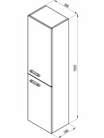 Шкаф пенал Ravak Chrome 39 L X000000542 подвесной Белый глянец МДФ / ЛДСП