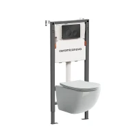 Комплект унитаза с инсталляцией Ceramicanova Forma CN3009_121001MB цвет Белый с сиденьем Микролифт и клавишей смыва цвет Черный матовый