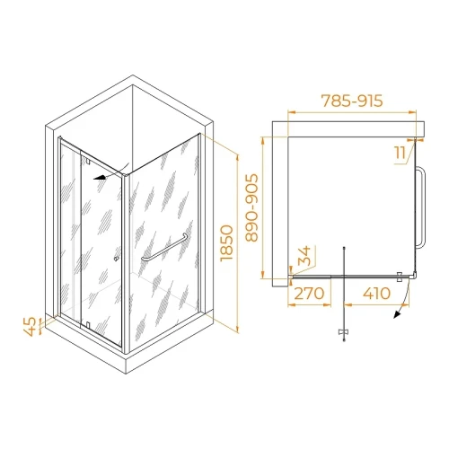 Душевой уголок RGW Passage 80x90 410844189-011 профиль цвет Хром стекло прозрачное