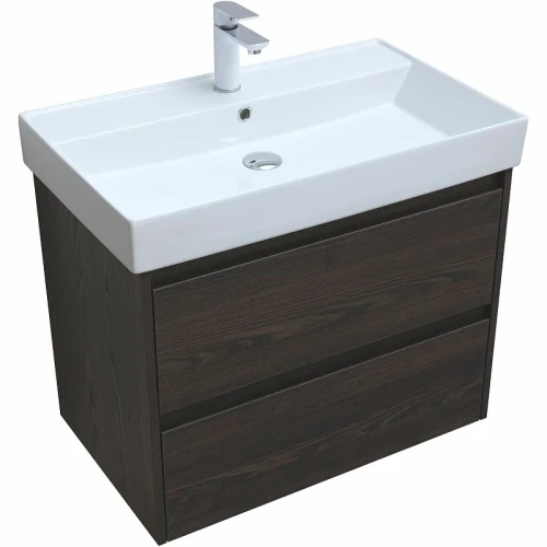 Тумба с раковиной Aquanet Nova Lite 75 305240 подвесная Дуб черный МДФ / ЛДСП