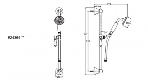 Душевой гарнитур Jacob Delafon Louise E24364-BCN цвет Золото матовое