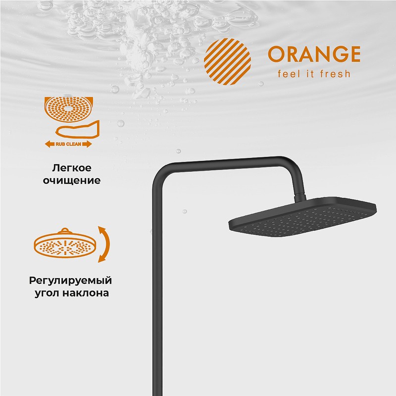 Душевая система Orange T02S4-911b Черная латунь на стену