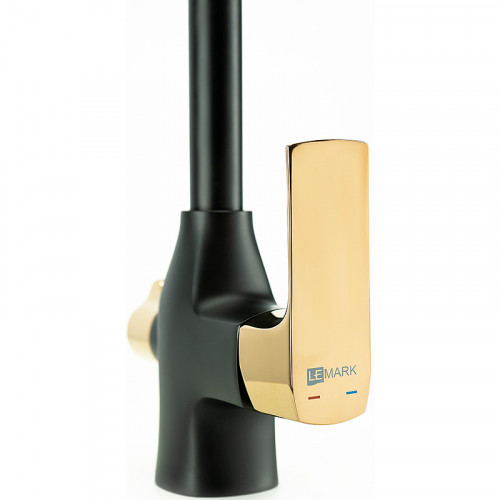 Смеситель для кухни Lemark Ursus LM7261BLR Черный матовый Золото латунь