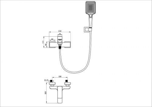 Смеситель для ванны Wonzon & Woghand Edge WW-88639003A-MB цвет Черный матовый