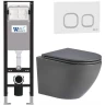 Комплект унитаза с инсталляцией WeltWasser AMBERG 350 + MERZBACH 043 MT-GR + AMBERG RD-WT 10000012387 цвет Серый матовый с сиденьем Микролифт и клавишей смыва цвет Белый
