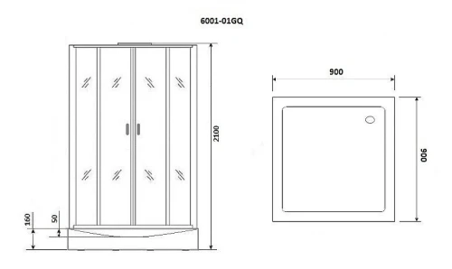 Душевая кабина Niagara Premium 90x90 NG-6001-01GQ с гидромассажем