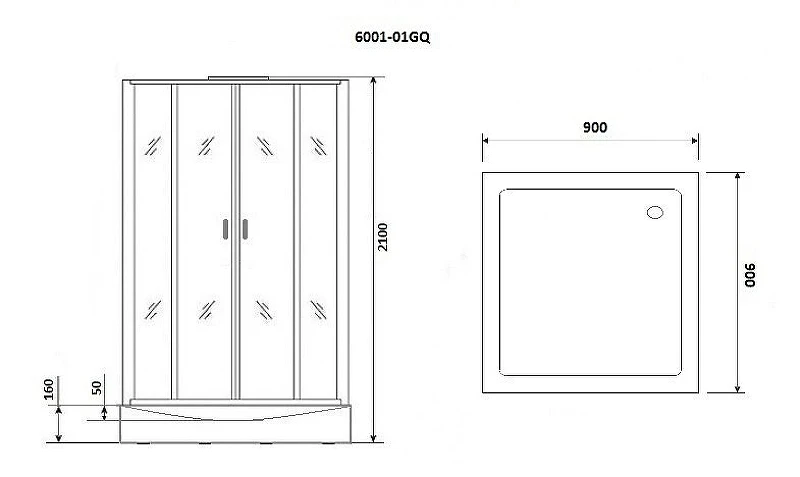 Душевая кабина Niagara Premium 90x90 NG-6001-01GQ с гидромассажем