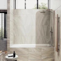 Шторка на ванну Maybah Glass MGV-147-2у 640x1400 в узком профиле Бронза стекло бронзовое