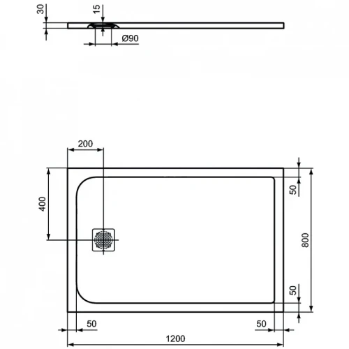 Душевой поддон из искусственного камня Ideal Standard Ultraflat S 120х80 K8227FV цвет Jet black / Черный
