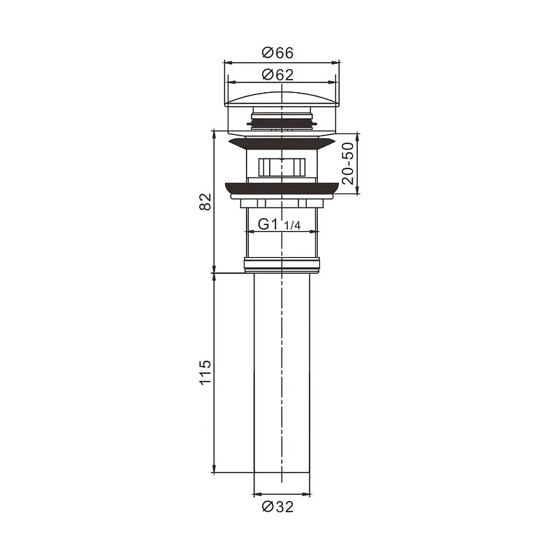 Донный клапан Rose RS12H цвет Черный