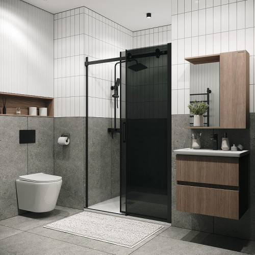 Душевая дверь Grossman Classic 130 100.K33.04.130.21.10 профиль Черный матовый стекло тонированное