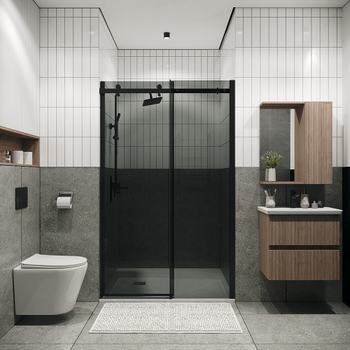 Душевая дверь Grossman Classic 130 100.K33.04.130.21.10 профиль Черный матовый стекло тонированное