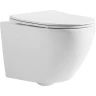 Комплект унитаза CeramaLux 2197 с инсталляцией Berges Atom 410 040340 с сиденьем Микролифт и Черной матовой клавишей смыва фаянс подвесной