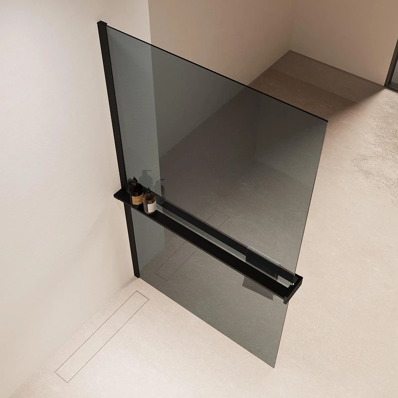 Душевая перегородка Vincea Walk in 90 VSW-1HR900MRB профиль цвет Черный стекло зеркальное