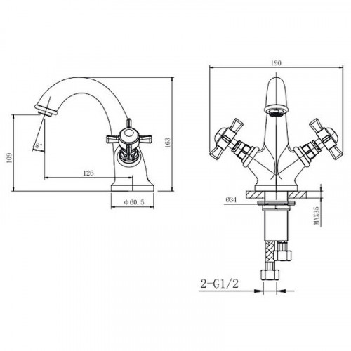 Смеситель для раковины Caprigo Bristol 21-520-vot Бронза латунь