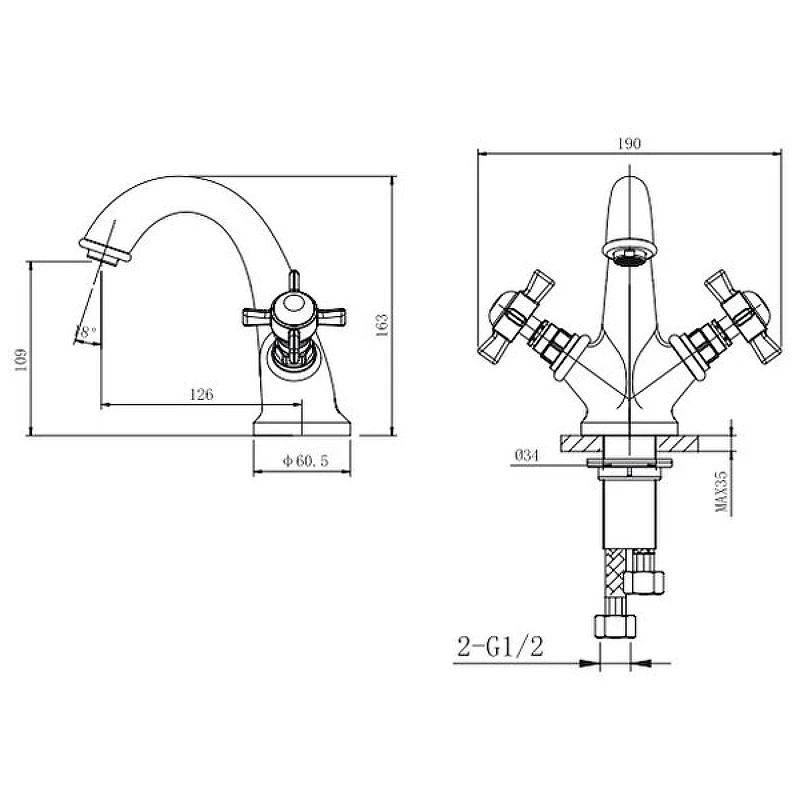 Смеситель для раковины Caprigo Bristol 21-520-vot Бронза латунь