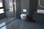 Комплект унитаза с инсталляцией Abber Bequem AC1100-AC0105-AC0120 с сиденьем Микролифт и клавишей смыва Хром фаянс подвесной