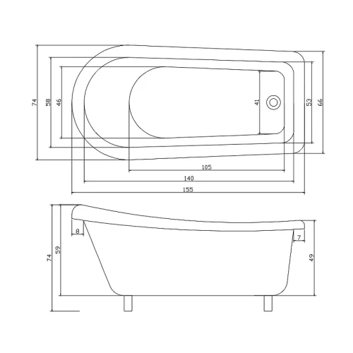 Акриловая ванна Ceruttispa Vito 155x74 CT9320 без гидромассажа