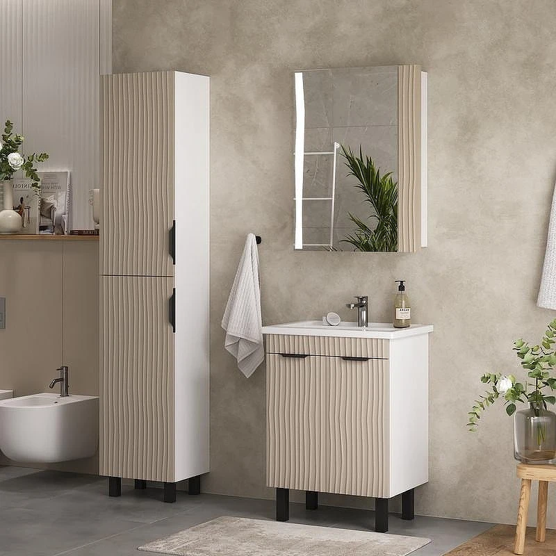 Зеркальный шкаф Volna Lotty 60 L szLOTTY60.L-13 с подсветкой цвет Латте Белый