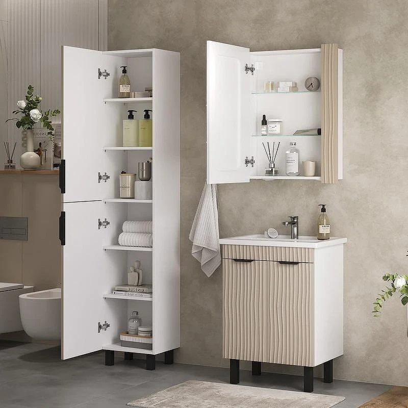 Зеркальный шкаф Volna Lotty 60 L szLOTTY60.L-13 с подсветкой цвет Латте Белый